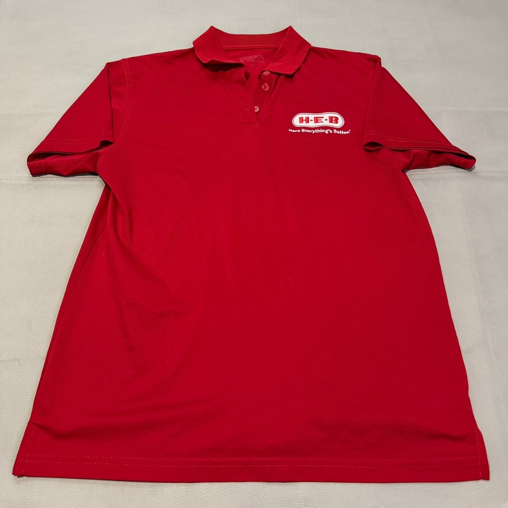 Threads Dri‎ Express HEB Employee Worker Grocery Polo Shirt Red Women-M-7584
